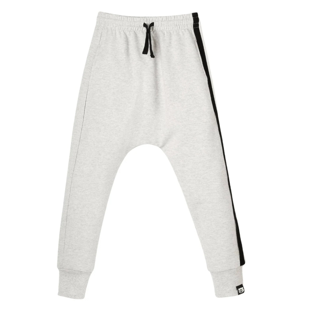 The QT - GREY MARL | Organic Terry Joggers with Side Stripe
